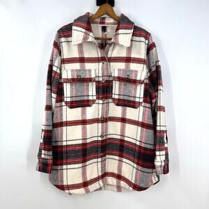 NWT Universal Thread Oversized Shacket Shirt Jacket Womens M Plaid Fleece Target